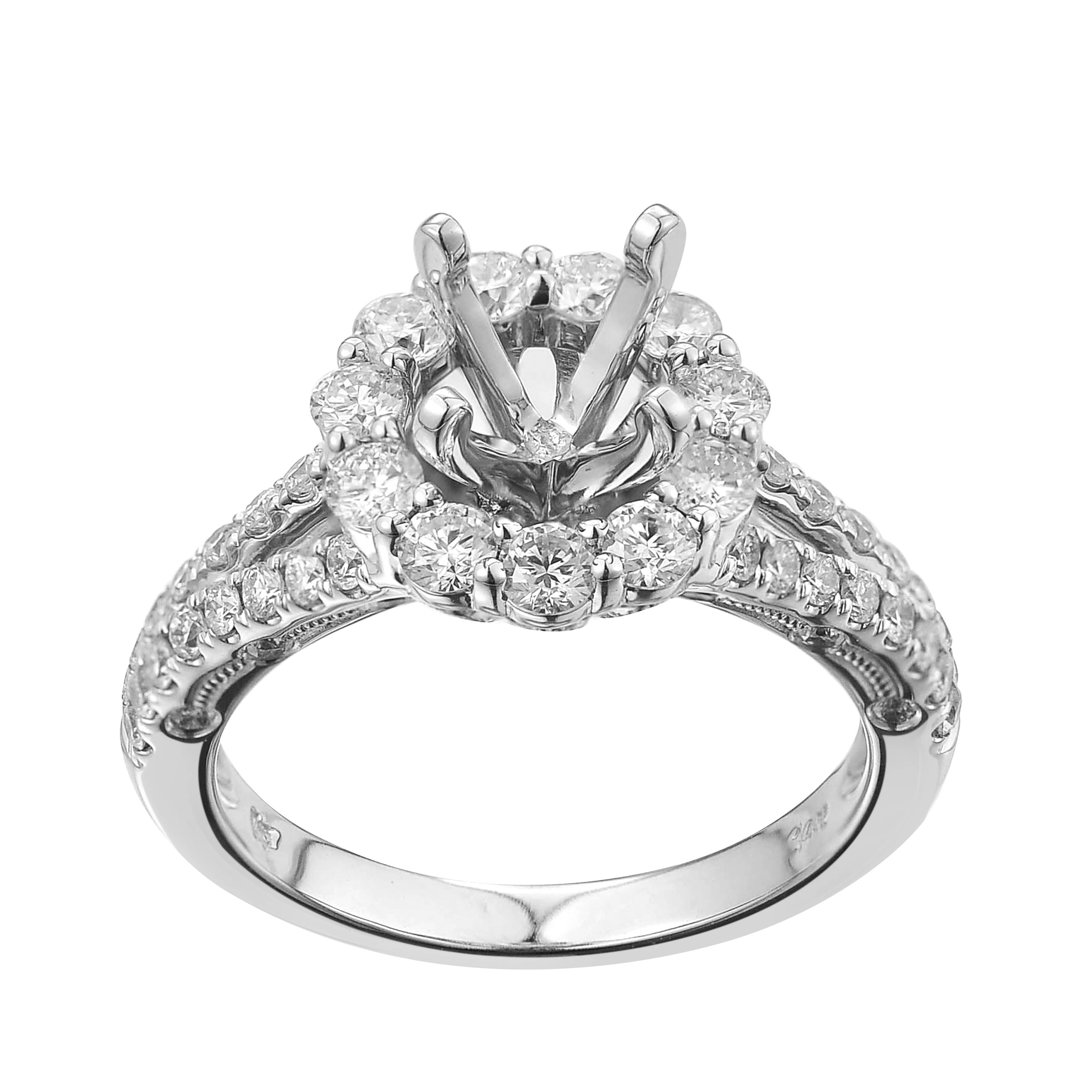 Diamond Engagement Ring Mounting 2.15 ct. 14K White Gold